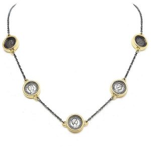 New Product - Gunmetal and Gold Coin Stations Necklace - Quantum EMF Protectors