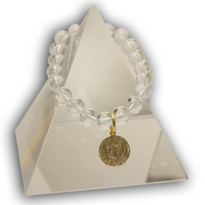 138 New Product - EMF Harmonizing Bracelet White Globe Beads Medalion - Quantum EMF Protectors
