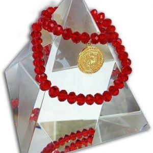 34 EMF Jewelry - Red Crystal Double Duty Bracelet - 8mm beads EMF Bio Protector - Quantum EMF Protectors